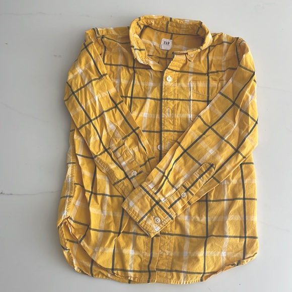 Gap Kids Boys Yellow plaid button down - Picture 1 of 2